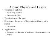 Atomic Physics and Lasers