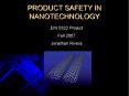 PRODUCT SAFETY IN NANOTECHNOLOGY PowerPoint PPT Presentation