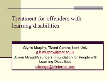 Treatment for offenders with learning disabilities