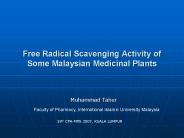 Free Radical Scavenging Activity of Some Malaysian Medicinal Plants