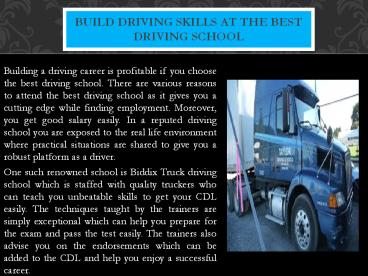 Ultimate one stop for truck driver - taylor driving schools