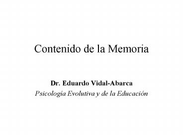 Contenido de la Memoria