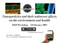 Nanoparticles and their unknown effects on the environment and health  WEP Workshop 10 february 2009 PowerPoint PPT Presentation