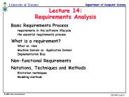 Lecture 14: Requirements Analysis