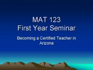 MAT 123 First Year Seminar