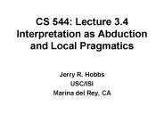 CS 544: Lecture 3.4 Interpretation as Abduction and Local Pragmatics