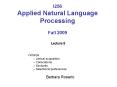 I256 Applied Natural Language Processing Fall 2009 PowerPoint PPT Presentation