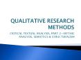 QUALITATIVE RESEARCH METHODS PowerPoint PPT Presentation