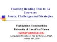 Teaching Reading Thai to L2 Learners Issues, Challenges and Strategies PowerPoint PPT Presentation