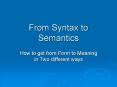 From Syntax to Semantics PowerPoint PPT Presentation