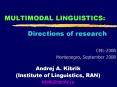 MULTIMODAL LINGUISTICS:  Directions of research PowerPoint PPT Presentation