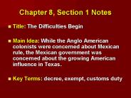 Chapter 8, Section 1 Notes