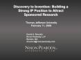 Discovery to Invention: Building a Strong IP Position to Attract Sponsored Research PowerPoint PPT Presentation
