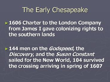 The Early Chesapeake