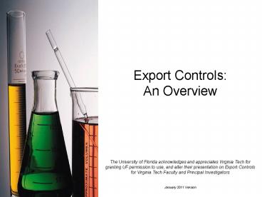 Export Controls  for  Sponsored Programs