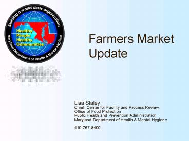 Farmers Market Update