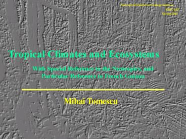 Neotropical Rainforest Ecology Seminar