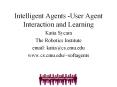 Intelligent Agents -User Agent Interaction and Learning PowerPoint PPT Presentation