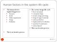 Human factors in the system life cycle PowerPoint PPT Presentation