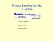 Distance Learning Statistics (e-learning)