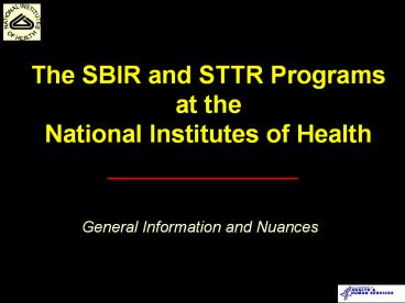 The SBIR and STTR Programs at the National Institutes of Health