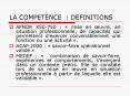 LA COMPETENCE : DEFINITIONS PowerPoint PPT Presentation