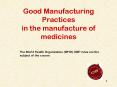 Good Manufacturing Practices in the manufacture of medicines PowerPoint PPT Presentation