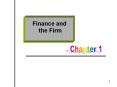 Chapter 1: Finance and the Firm PowerPoint PPT Presentation