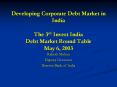 Developing Corporate Debt Market in India The 3rd Invest India Debt Market Round Table May 6, 2003 PowerPoint PPT Presentation