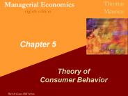 Theory of  Consumer Behavior