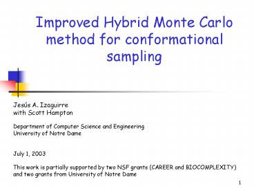Improved Hybrid Monte Carlo method for conformational sampling