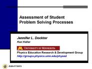Assessment of Student Problem Solving Processes