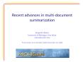 Recent advances in multi-document summarization PowerPoint PPT Presentation