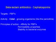 Beta-lactam antibiotics - Cephalosporins