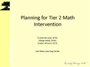 Planning for Tier 2 Math Intervention