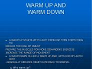 WARM UP AND WARM DOWN