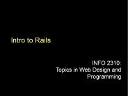 Intro to Rails