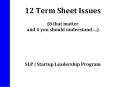 12 Term Sheet Issues (8 that matter and 4 you should understand PowerPoint PPT Presentation
