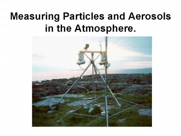 Measuring Particles and Aerosols in the Atmosphere.