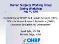 Human Subjects Working Group Spring Workshop May 7th, 2008 PowerPoint PPT Presentation
