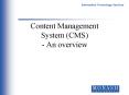 Content Management System (CMS) - An overview PowerPoint PPT Presentation