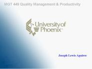 MGT 449 Quality Management