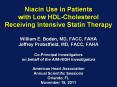 Niacin Use in Patients with Low HDL-Cholesterol Receiving Intensive Statin Therapy William E. Boden, MD, FACC, FAHA Jeffrey Probstfield, MD, FACC, FAHA Co-Principal Investigators on behalf of the AIM-HIGH Investigators American Heart PowerPoint PPT Presentation