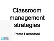 Classroom management strategies Peter Lucantoni