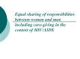 Equal sharing of responsibilities between women and men including care-giving in the context of HIV/AIDS PowerPoint PPT Presentation