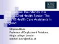 Occupational Boundaries In a Restructured Health Sector: The Case of Health Care Assistants in England PowerPoint PPT Presentation