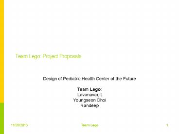 Team Lego: Project Proposals