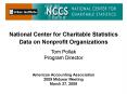 National Center for Charitable Statistics Data on Nonprofit Organizations PowerPoint PPT Presentation