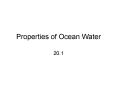 Properties of Ocean Water PowerPoint PPT Presentation