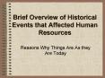 Brief Overview of Historical Events that Affected Human Resources PowerPoint PPT Presentation